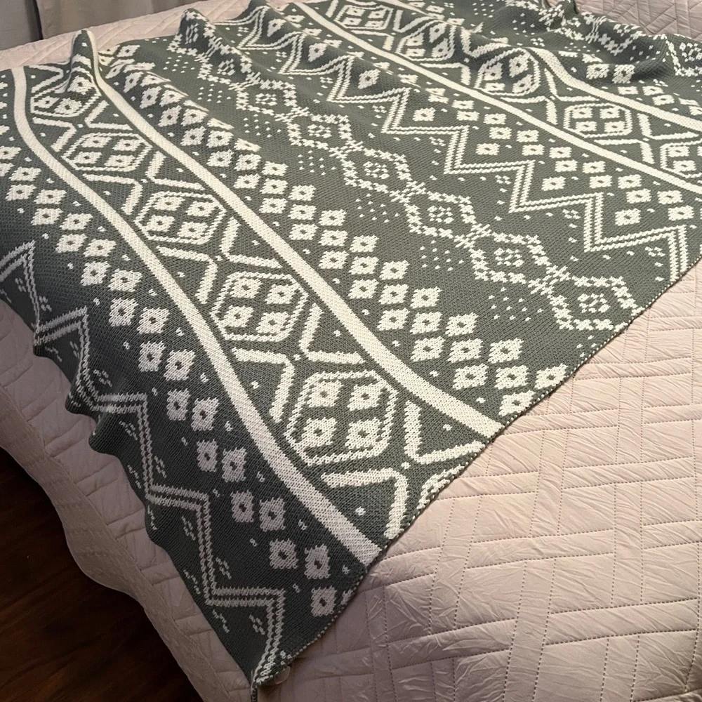 Crate & Barrel | cream grey charcoal throw blanket 70x50